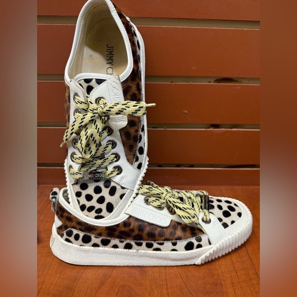 Jimmy Choo Brown and White Sneakers with Leopard Print - Picture 6 of 16